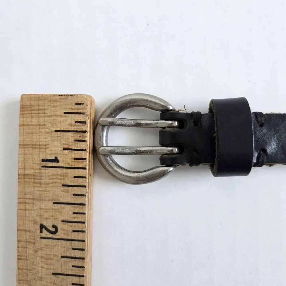 Vintage Gap Women's Black Leather Belt Small Double Prong Solid Genuine Leather